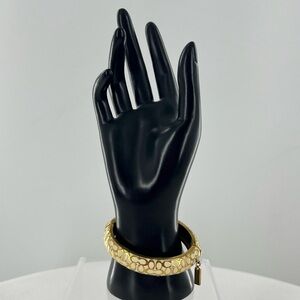 Coach Cream & Gold Latch Close Bangle Bracelet